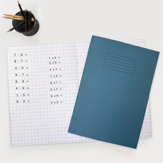 Janrax A4 Blue 80 Page 10mm Squared Paper Exercise Book WF Paper with 225gsm Manilla Cover