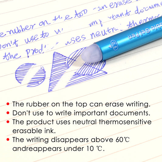 Pack of 12 Blue Erasable Gel Pens 0.5mm