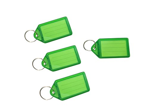 Pack of 50 Large Green Identity Tag Key Rings - Sliding Fob Keyrings Coloured