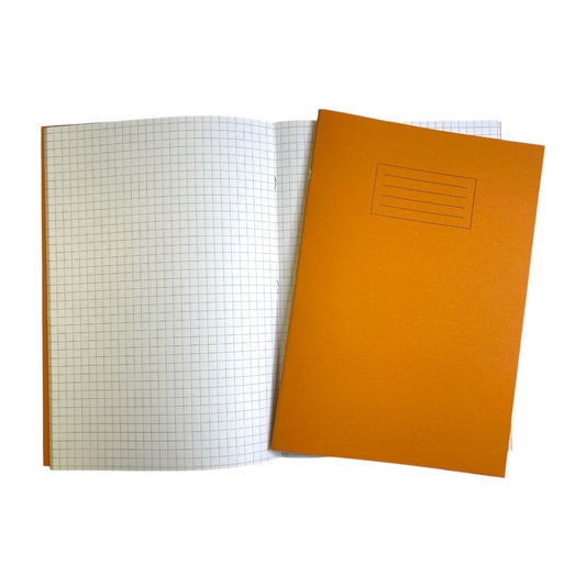 Janrax A4 Orange 80 Page 7mm Squared Paper Exercise Book WF Paper with 225gsm Manilla Cover