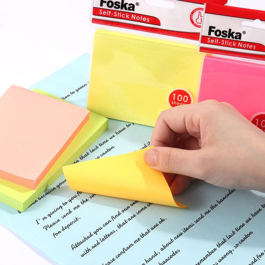100 Sheets Fluorescent Light Pink Color Sticky Notes 75x50mm 