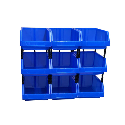 Stackable Blue Storage Pick Bin with Riser Stands 400x245x154mm