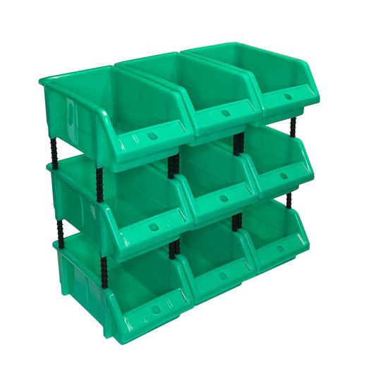 Stackable Green Storage Pick Bin with Riser Stands 245x158x108mm
