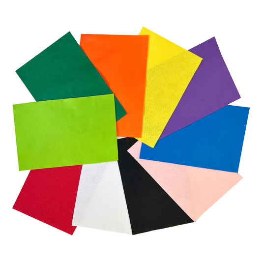 Pack of 10 A4 Assorted Coloured Felt 180gsm Sheets