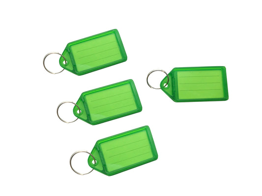 Pack of 50 Large Green Identity Tag Key Rings - Sliding Fob Keyrings Coloured