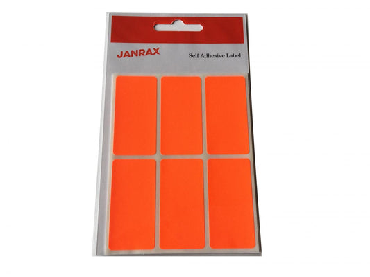 Pack of 24 Fluorescent Red 25x50mm Rectangular Labels - Adhesive Stickers