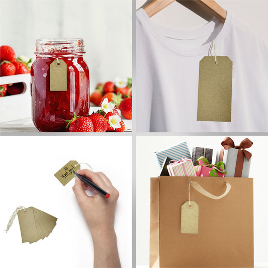 Pack of 50 Brown Buff Strung Tags 108mm x 54mm
