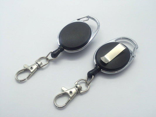 Black Retractable Key Reel with Carabiner