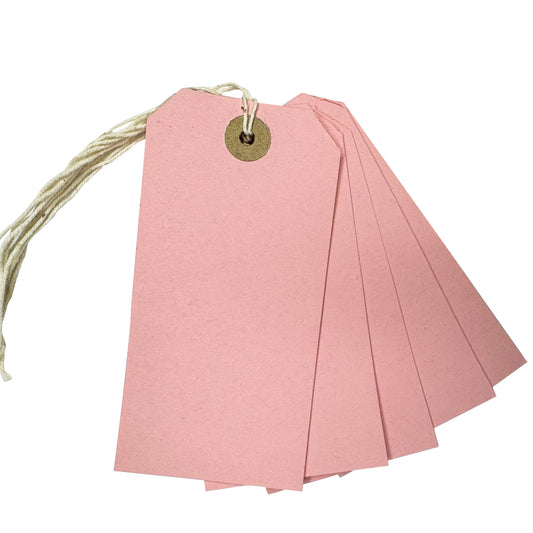 Pack of 50 Light Pink Strung Tags 120mm x 60mm