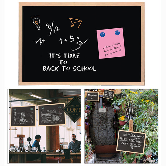 Wood Framed Magnetic Writing Black Board 30 x 40cm