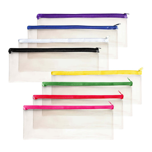 Janrax 13x5" Pink Zip Clear Exam Pencil Case