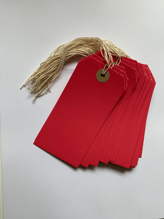 Box of 1000 Red Strung Tags 120mm x 60mm