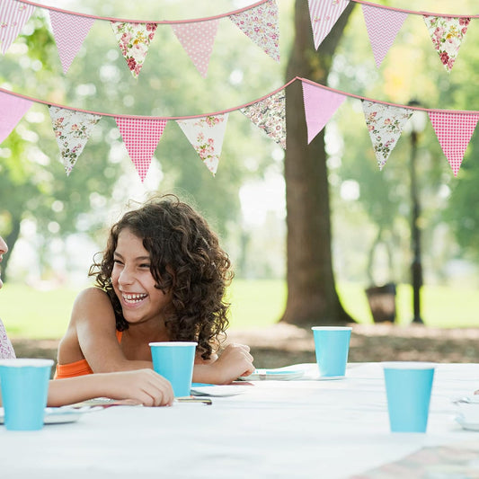 JA005 Pink Vintage Print Bunting 10m with 20 Pennants