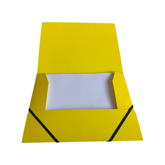 Janrax A4 Yellow Laminated Card 3 Flap Folder with Elastic Closure