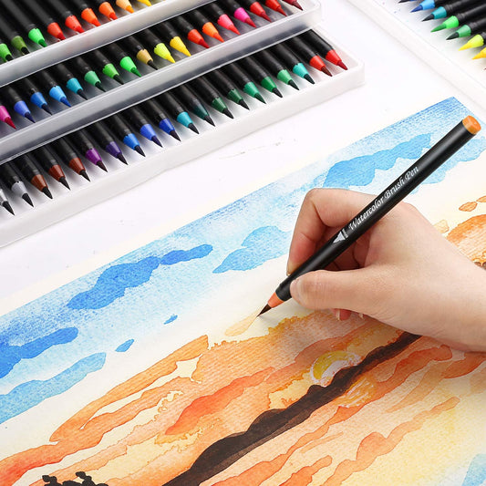 Pack of 12 Washable Water Colour Brush Tip Pens