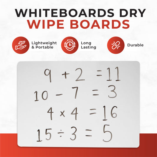 Pack of 12 A3 Dry Wipe Whiteboards