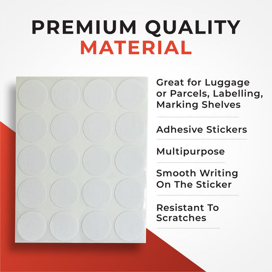 Pack of 140 White 19mm Round Labels - Stickers