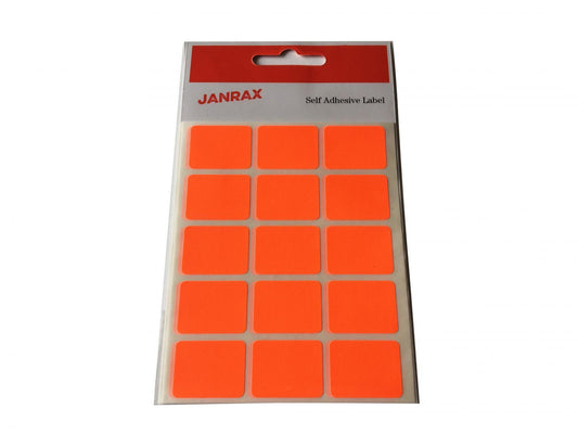 Pack of 60 Fluorescent Red 19x25mm Rectangular Labels - Adhesive Stickers