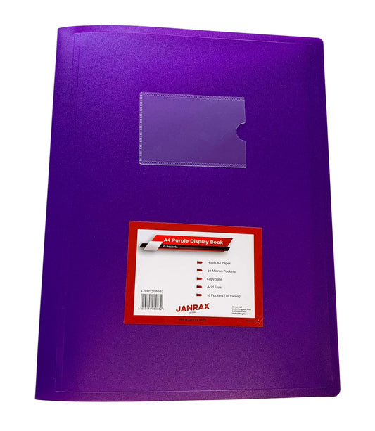 A4 Purple Flexible Cover 10 Pocket Display Book