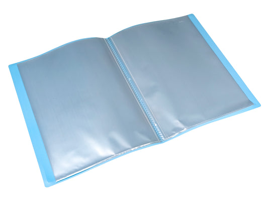 A4 Pastel Blue Coloured Flexicover 20 Pocket Display Book with Card Pocket