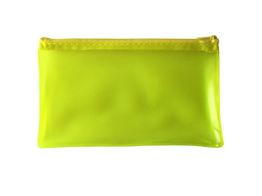 8x5" Frosted Yellow Pencil Case - See Through Exam Clear Translucent