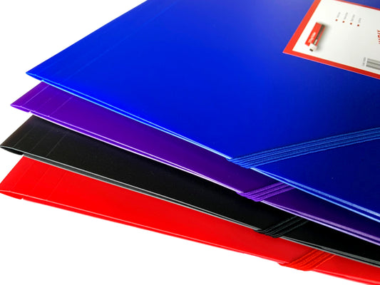 Janrax A4 Purple 3 Flap Folder with Elasticated Closure