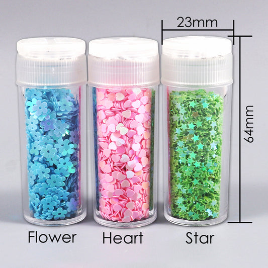 Pack of 12 Assorted Colors Cosmetic Puff Heart Shape Glitter 7g